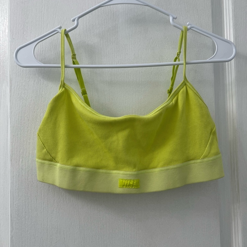 SKIMS Cotton Rib Scoop Bralette Neon Yellow Women's Sports Bra (Size XL) - Picture 4 of 9